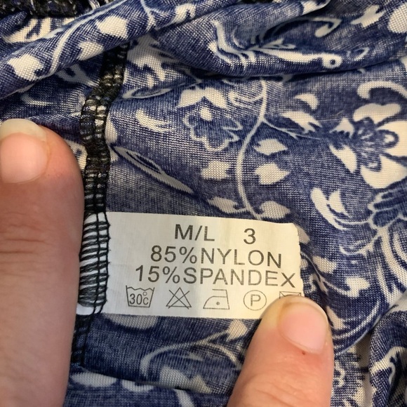 Bohemian Blue Floral Harem Pants - M/L - Picture 3 of 5